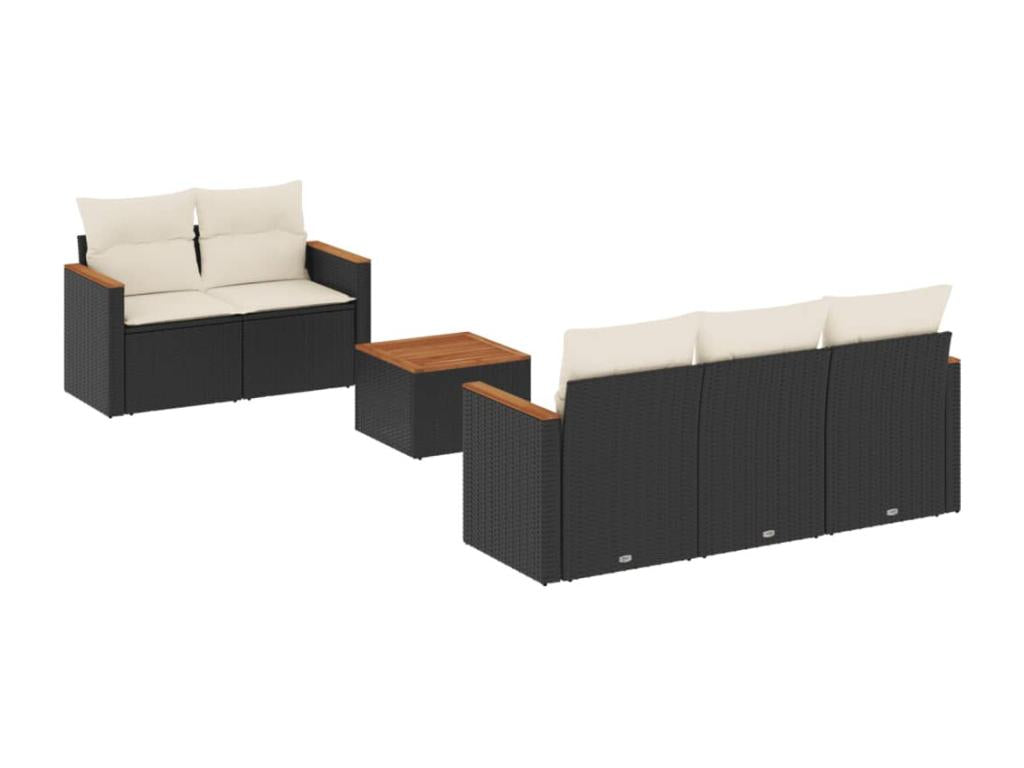 Set di mobili da esterno in vimini intrecciato in resina nera - dlz1766570798815