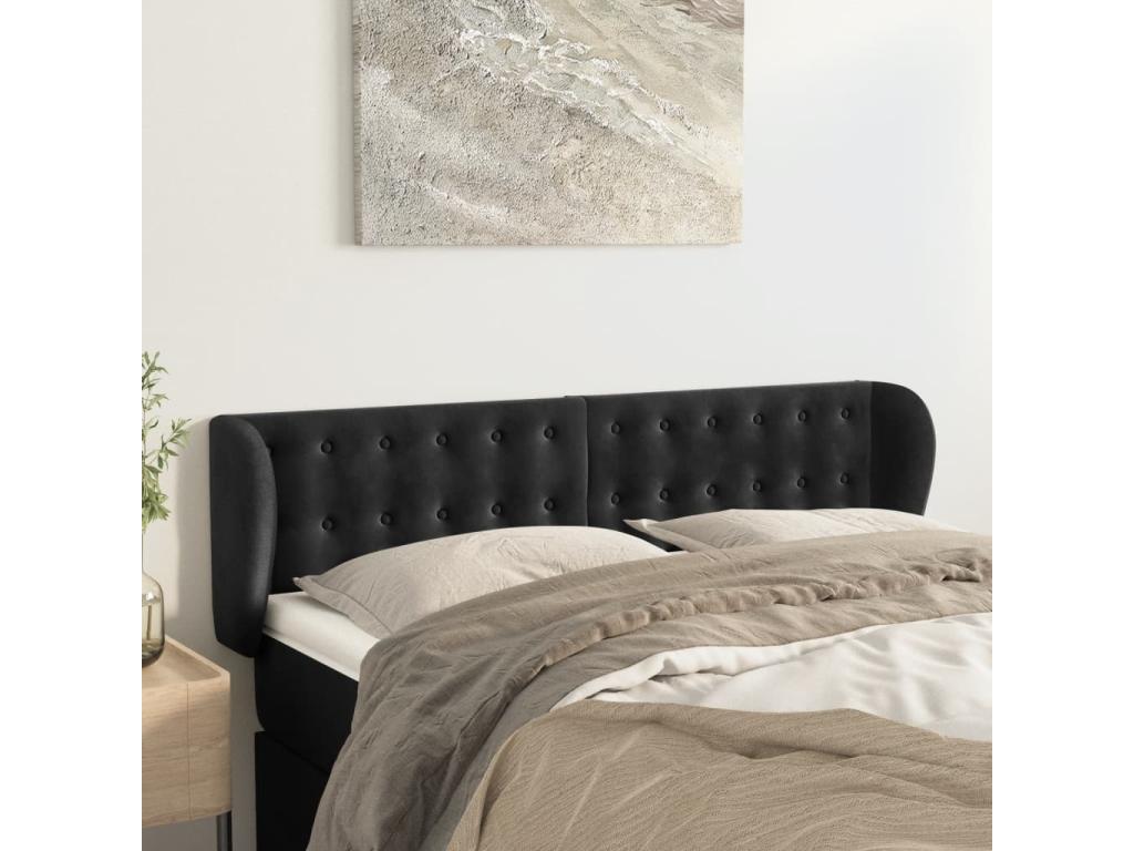 Letto in velluto nero, 147 x 23 x 78 cm