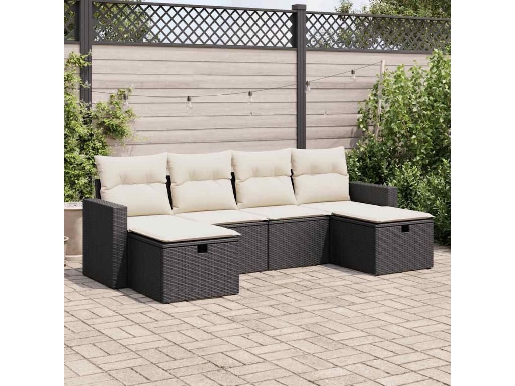 Set di mobili da esterno in vimini intrecciato in resina nera - dlz1766570795788