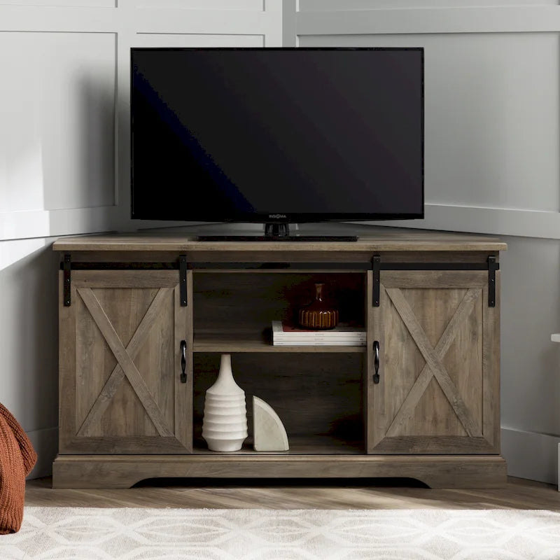 Middlebrook 52-inch Sliding Barn Door Corner TV Stand