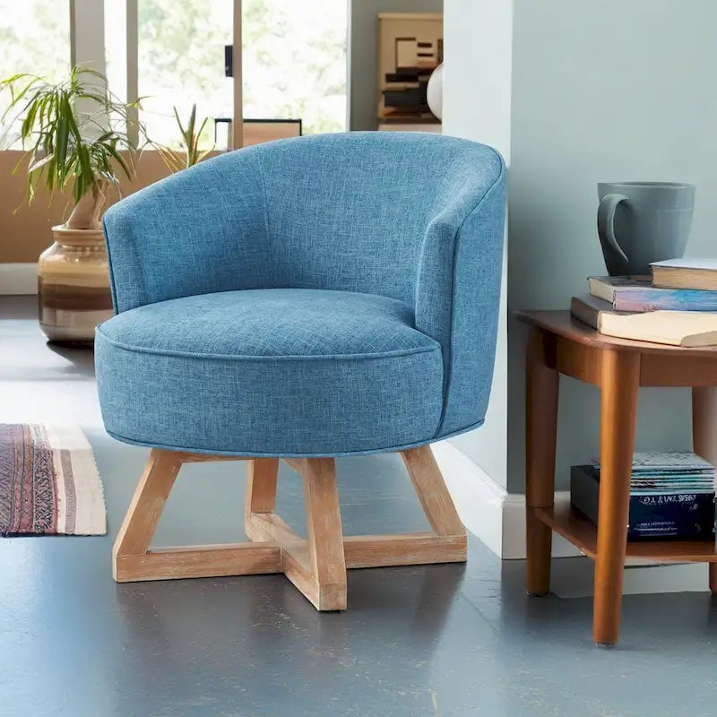 Poltrona girevole GDFStudio con base in legno a forma di croce