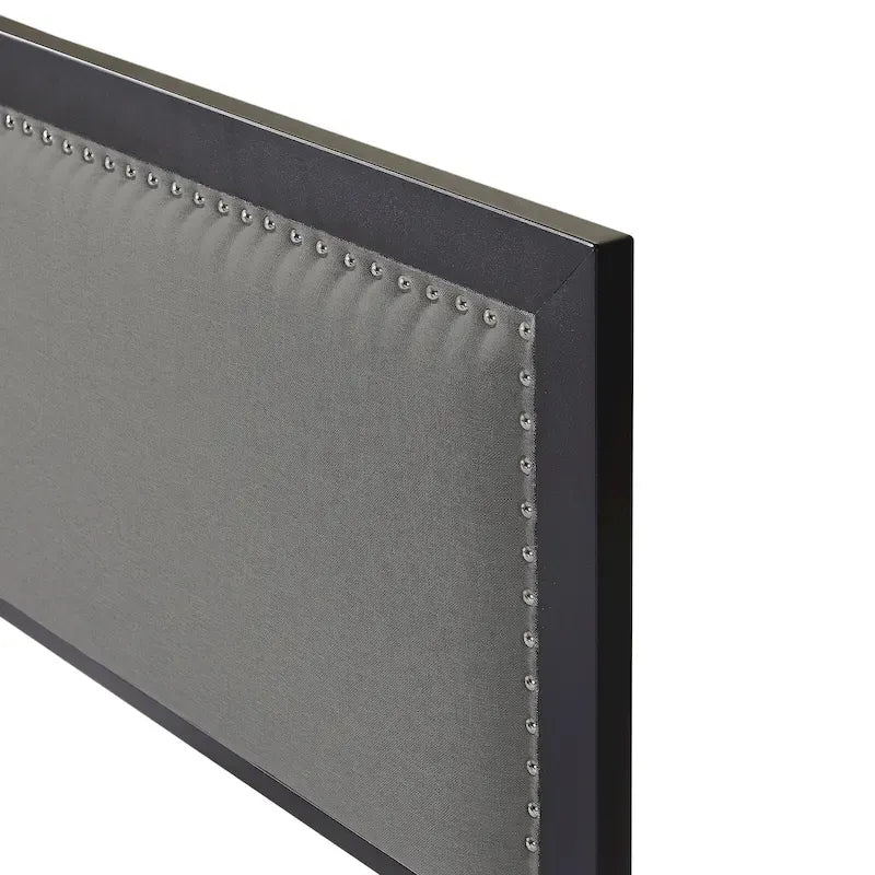 Struttura letto VECELO con testiera e pediera imbottite in lino, piattaforma resistente con robuste doghe in metallo