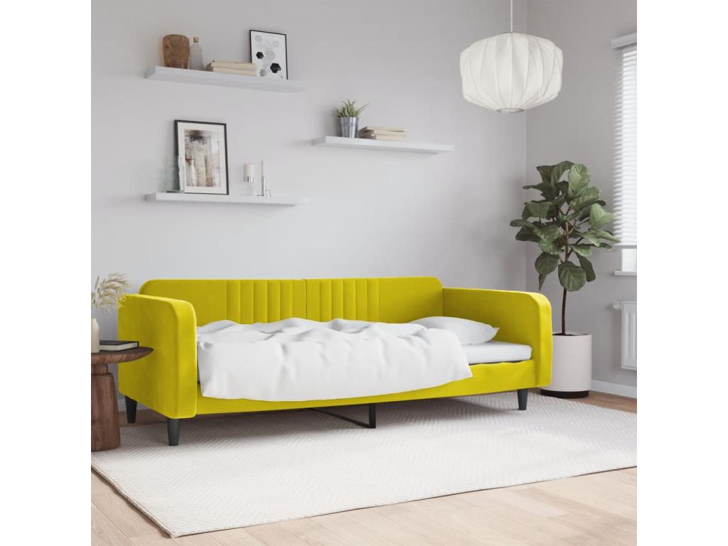 Letto in velluto giallo, 100 x 200 cm