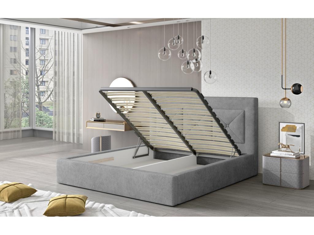 Letto in velluto rosso, 140 x 200 cm