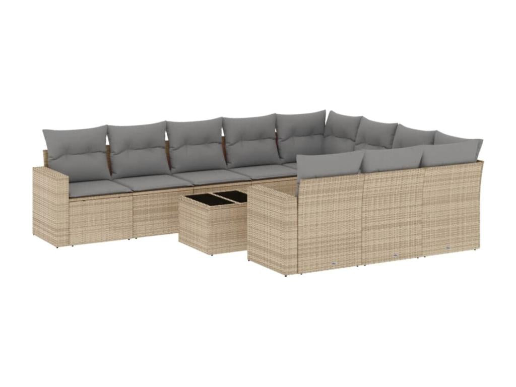 Set di mobili da esterno in vimini intrecciato in resina beige - dlz1766570881156