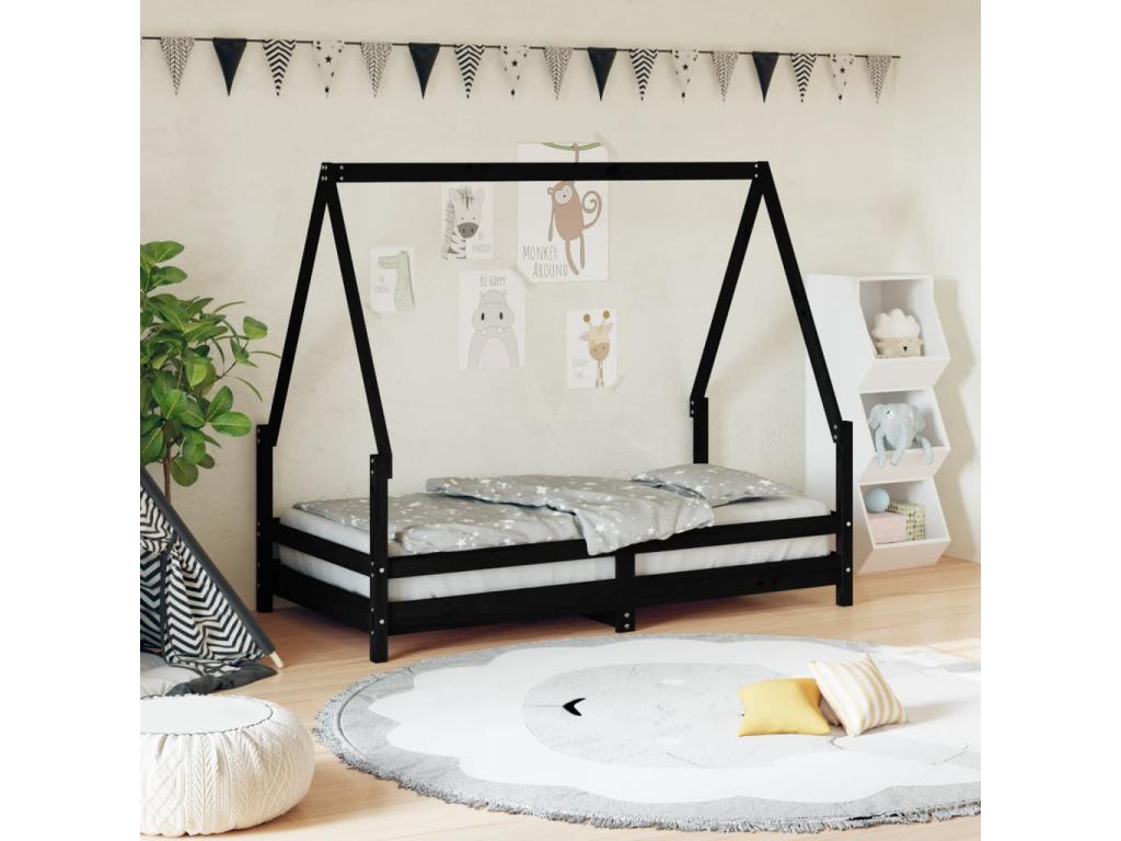 Struttura letto in legno di pino nero, 80 x 160 cm