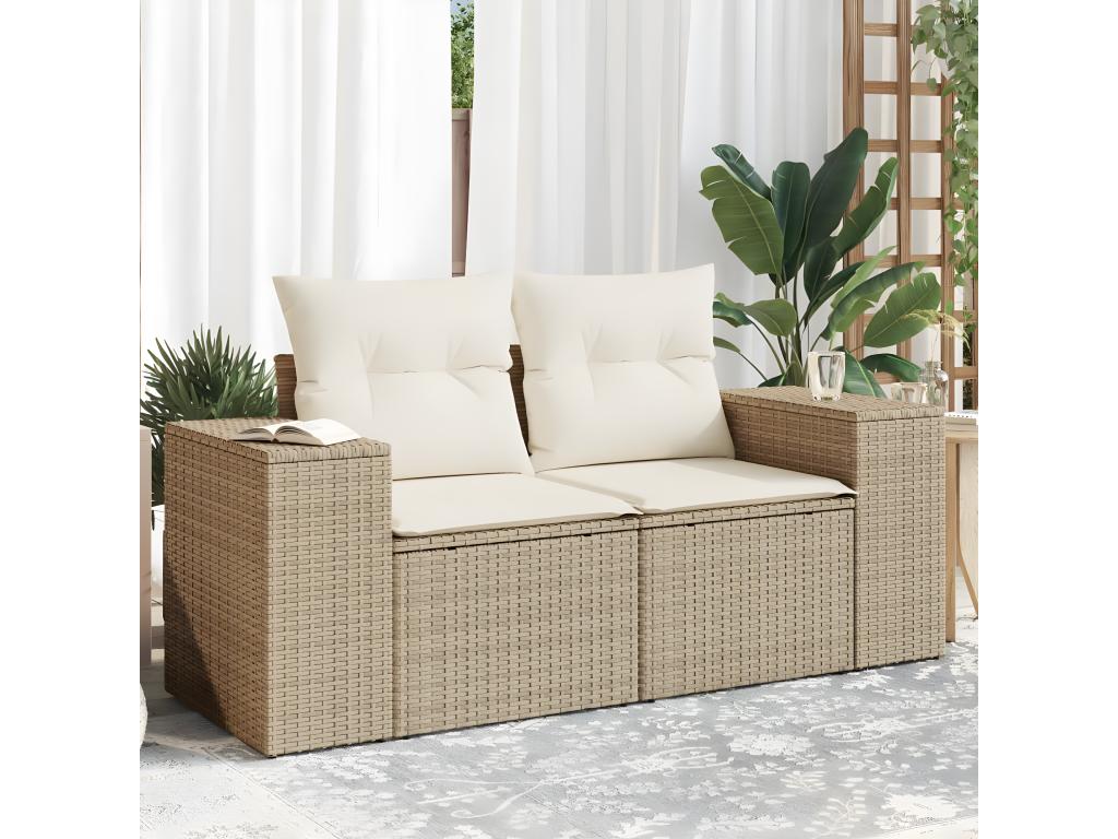 Divano in vimini intrecciato in resina beige