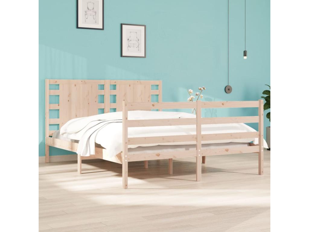 Struttura letto in legno di pino marrone, 120 x 190 cm
