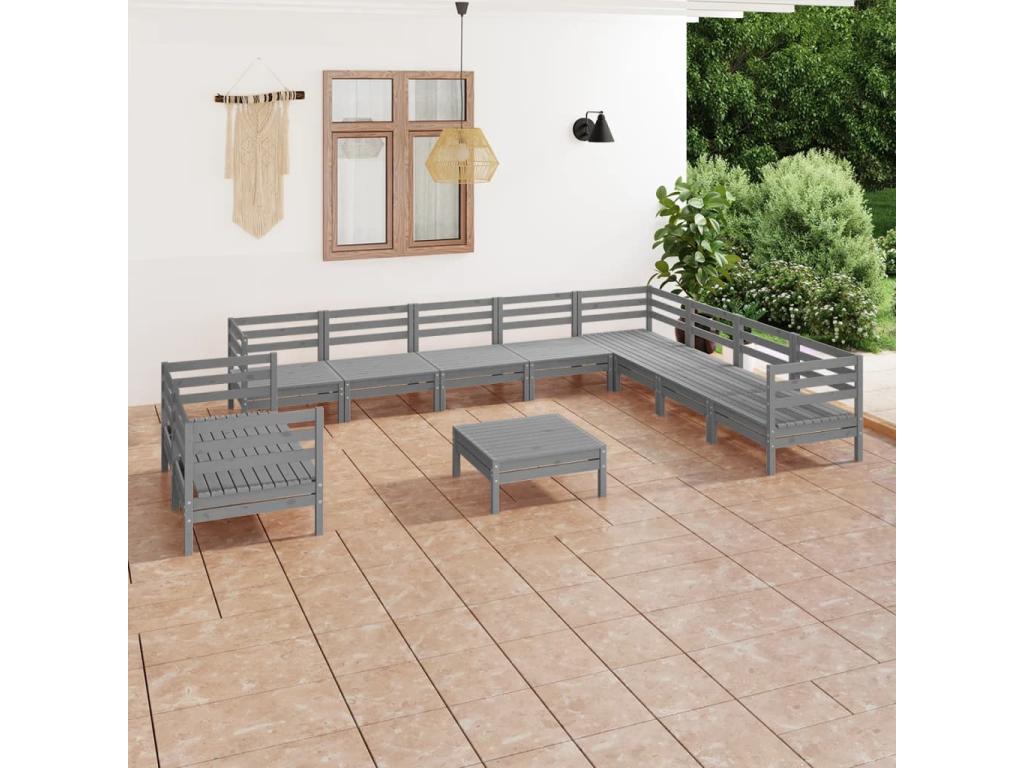 Set di mobili da esterno in legno di pino grigio - dlz1766570576099