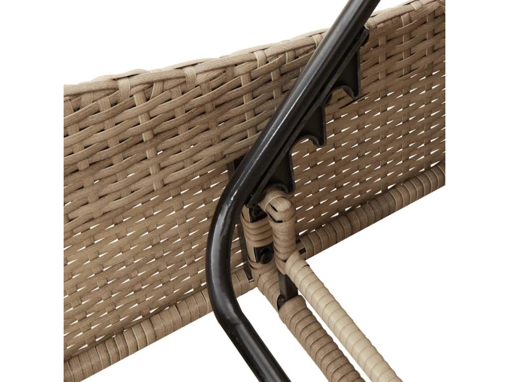 Chaise longue in vimini intrecciato in resina beige, 60 x 205 x 73 cm