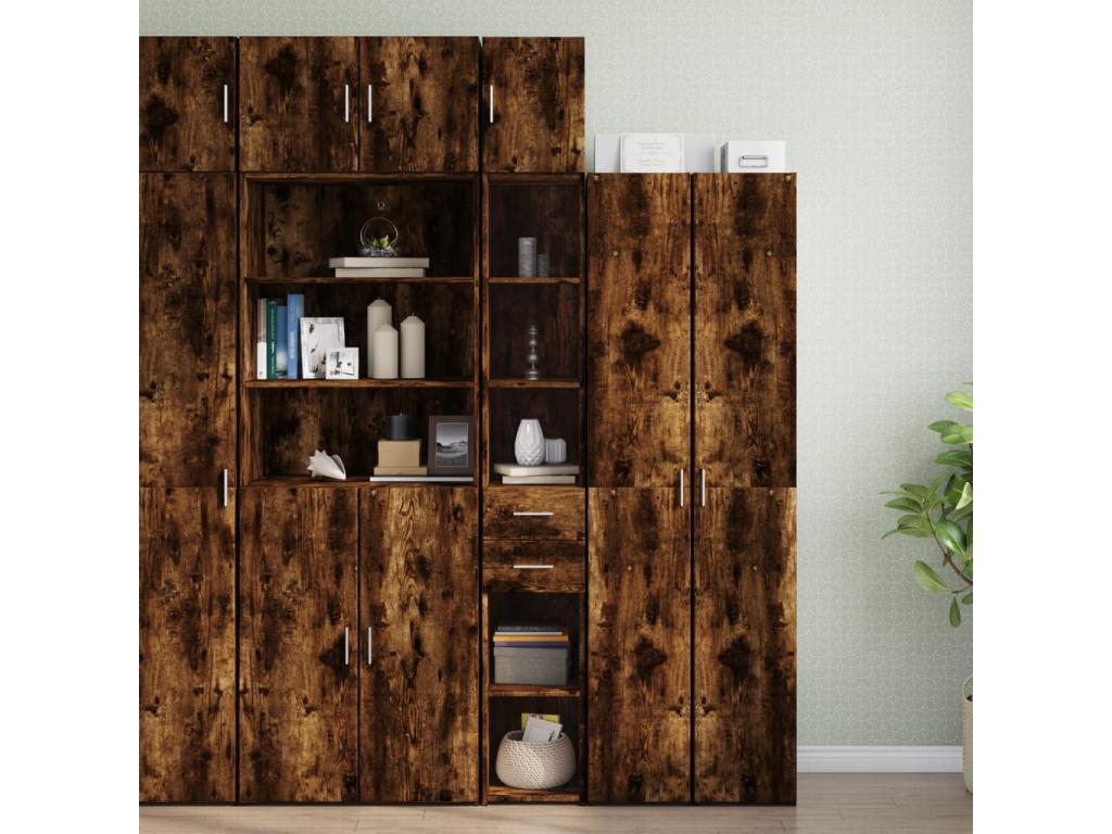 Armadio in legno di rovere marrone, 30 x 42,5 x 225 cm