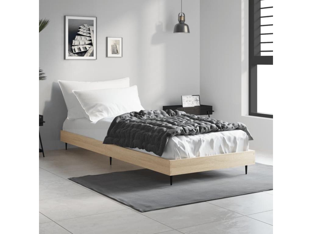 Struttura letto in legno ingegnerizzato marrone, 75 x 190 cm