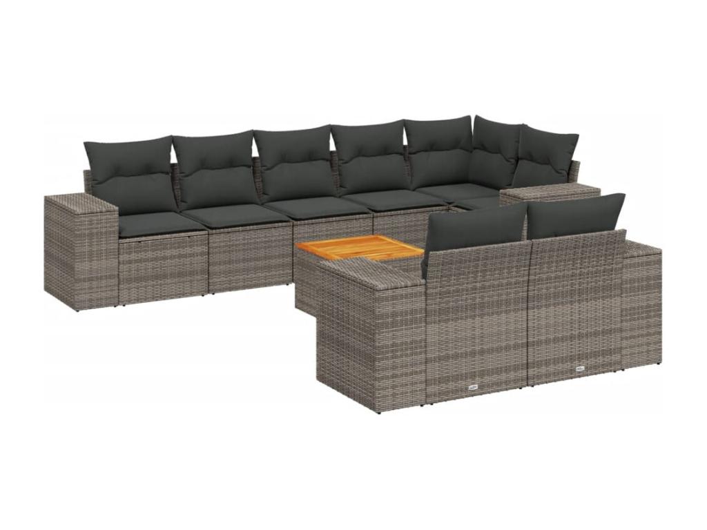 Set di mobili da esterno in vimini intrecciato in resina grigia - dlz1766570203866