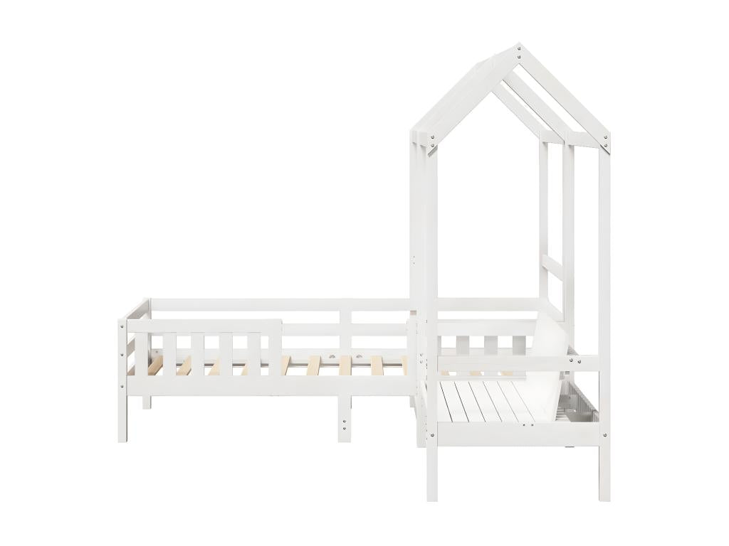 Letto in legno massello bianco, 90 x 190 cm