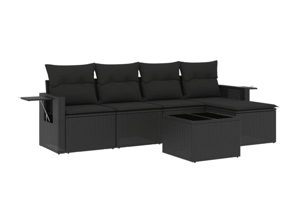 Set di mobili da esterno in vimini intrecciato in resina nera - dlz1766570481488