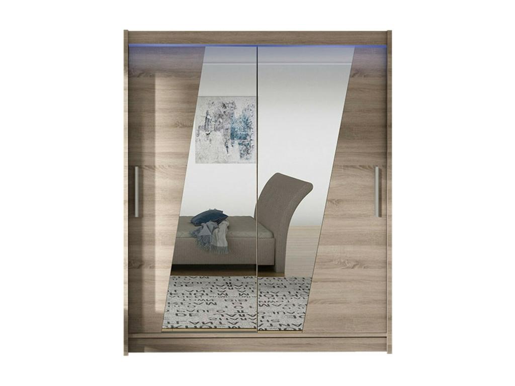Armadio in legno di rovere marrone, 200 x 150 x 58 cm