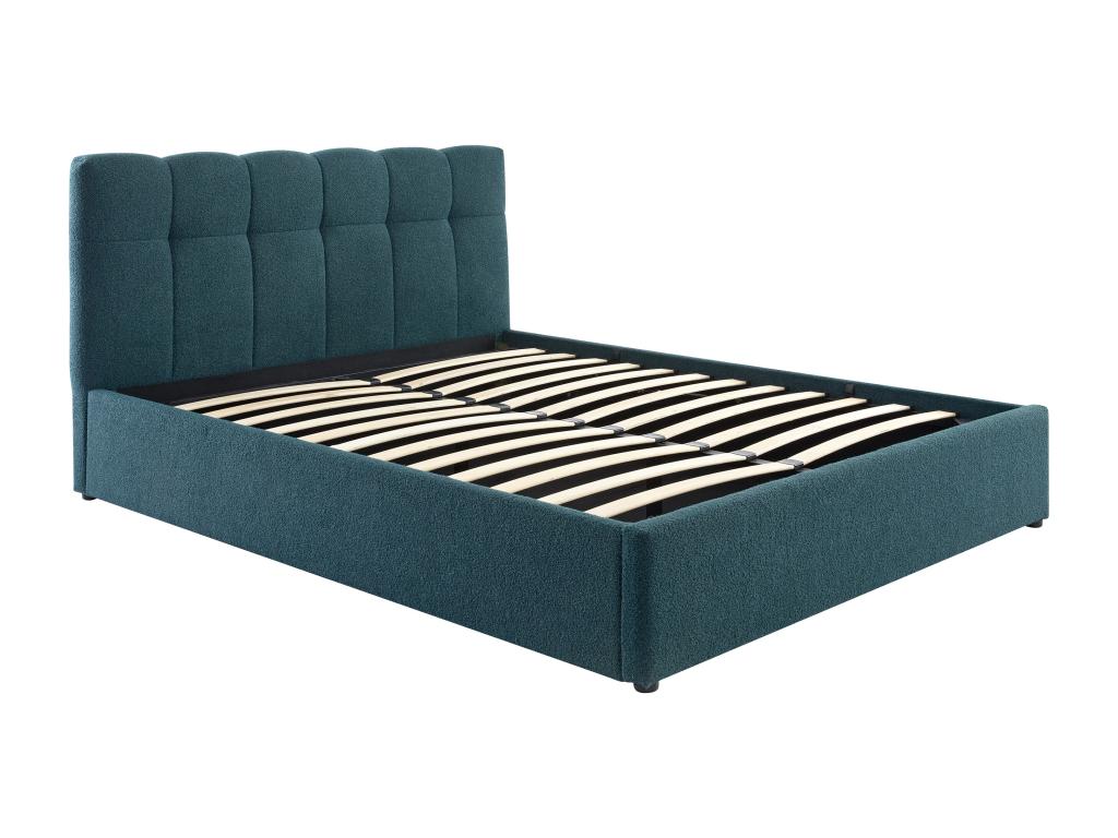 Letto in tessuto Boucle blu, 160 x 200 cm