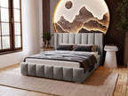 Letto in velluto grigio, 180 x 200 cm