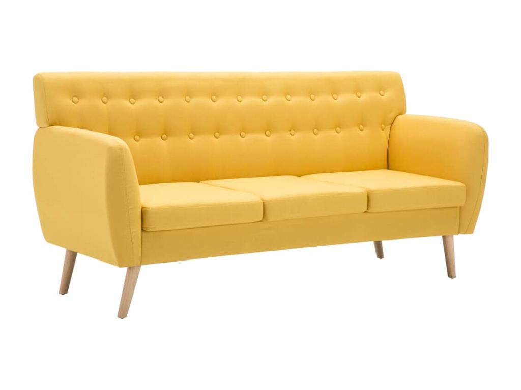 Divano in tessuto giallo, 172 x 70 x 82 cm