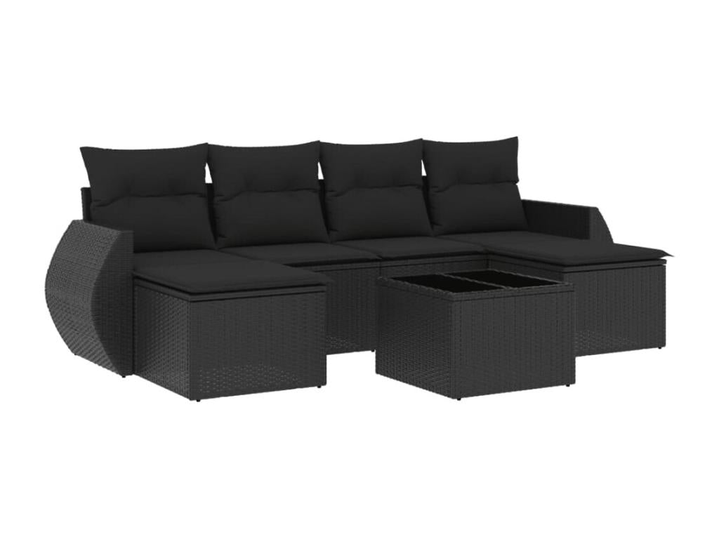 Set di mobili da esterno in vimini intrecciato in resina nera - dlz1766570396023