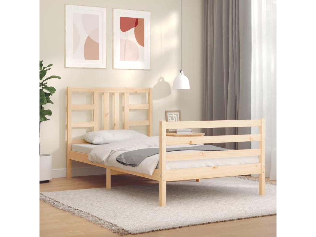Struttura letto in legno massello marrone, 100 x 200 cm