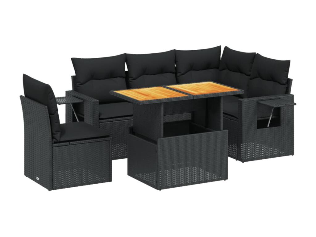 Set di mobili da esterno in vimini intrecciato in resina nera - dlz1766570864192