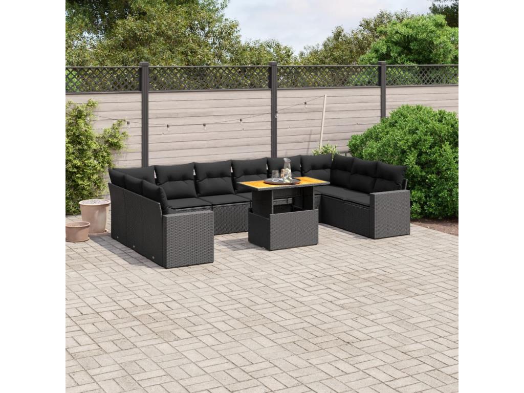 Set di mobili da esterno in vimini intrecciato in resina nera - dlz1766570539463