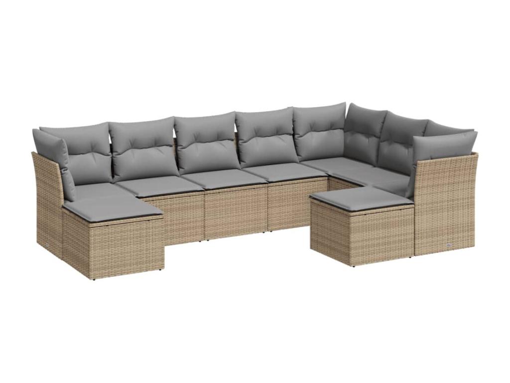 Set di mobili da esterno in vimini intrecciato in resina beige - dlz1766570839423