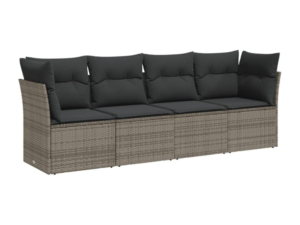 Set di mobili da esterno in vimini intrecciato in resina grigia - dlz1766570897700