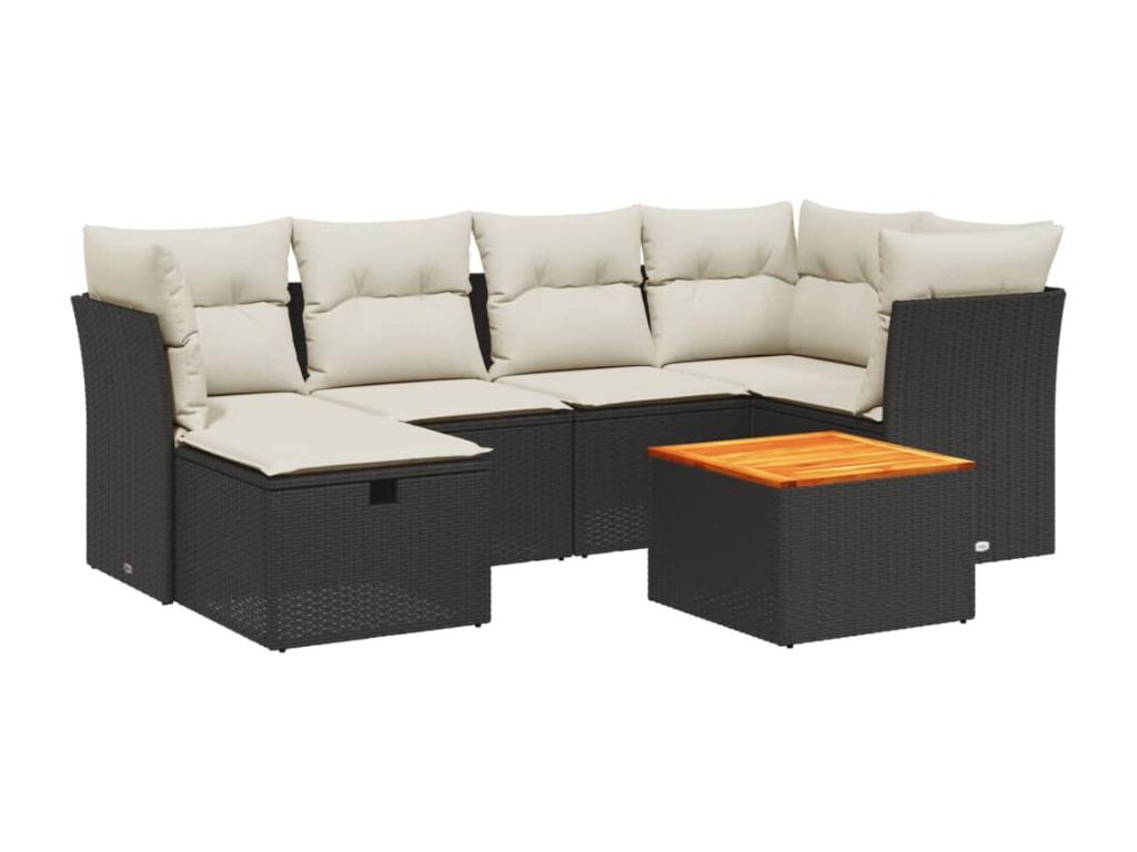 Set di mobili da esterno in vimini intrecciato in resina nera - dlz1766570236975