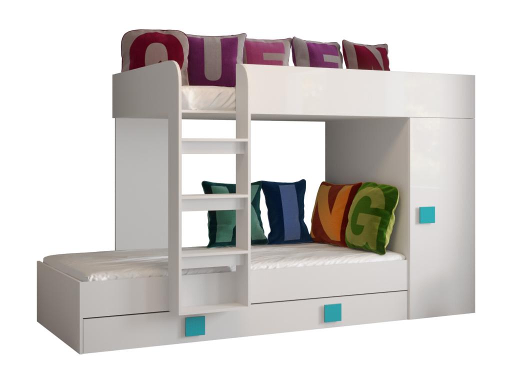 Letto bianco, 106,6 x 125 x 203,3 cm