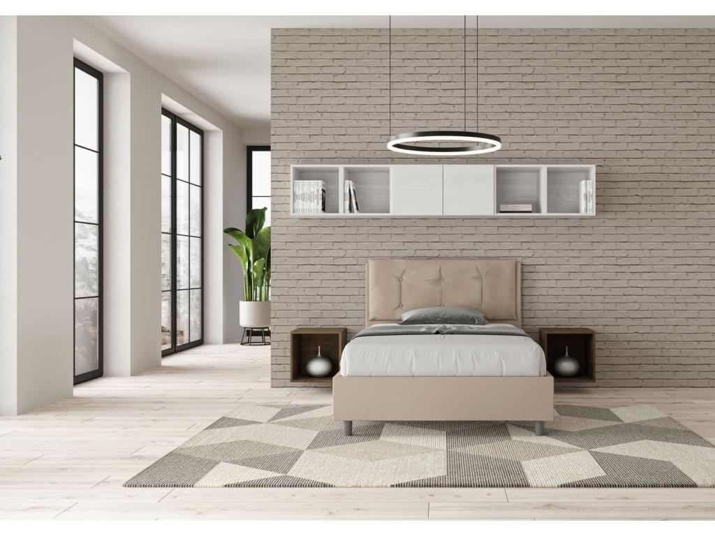 Letto in similpelle beige, 120 x 200 cm