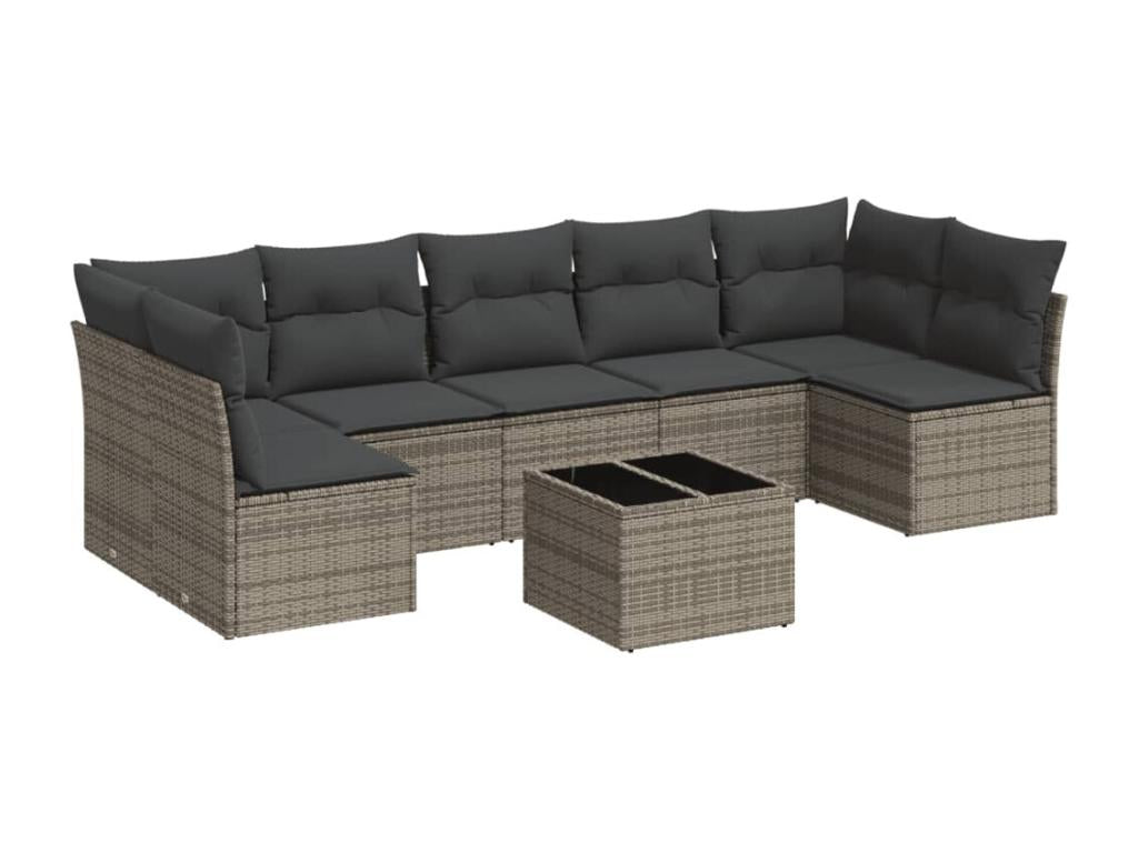 Set di mobili da esterno in vimini intrecciato in resina grigia - dlz1766572100634