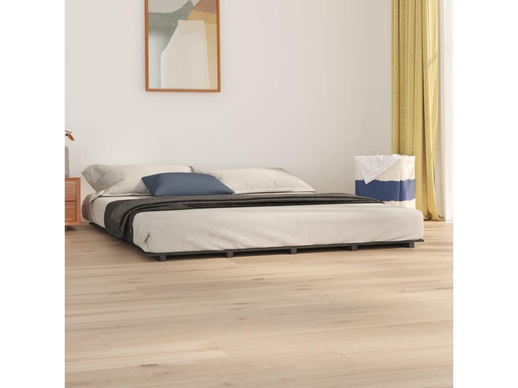 Struttura letto in legno di pino grigio, 200 x 200 cm