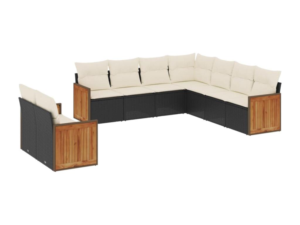 Set di mobili da esterno in vimini intrecciato in resina nera - dlz1766570328673