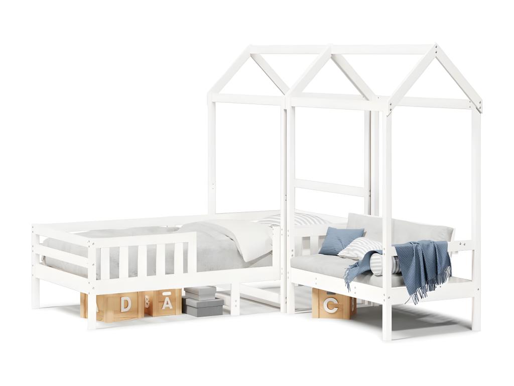 Letto in legno massello bianco, 90 x 190 cm