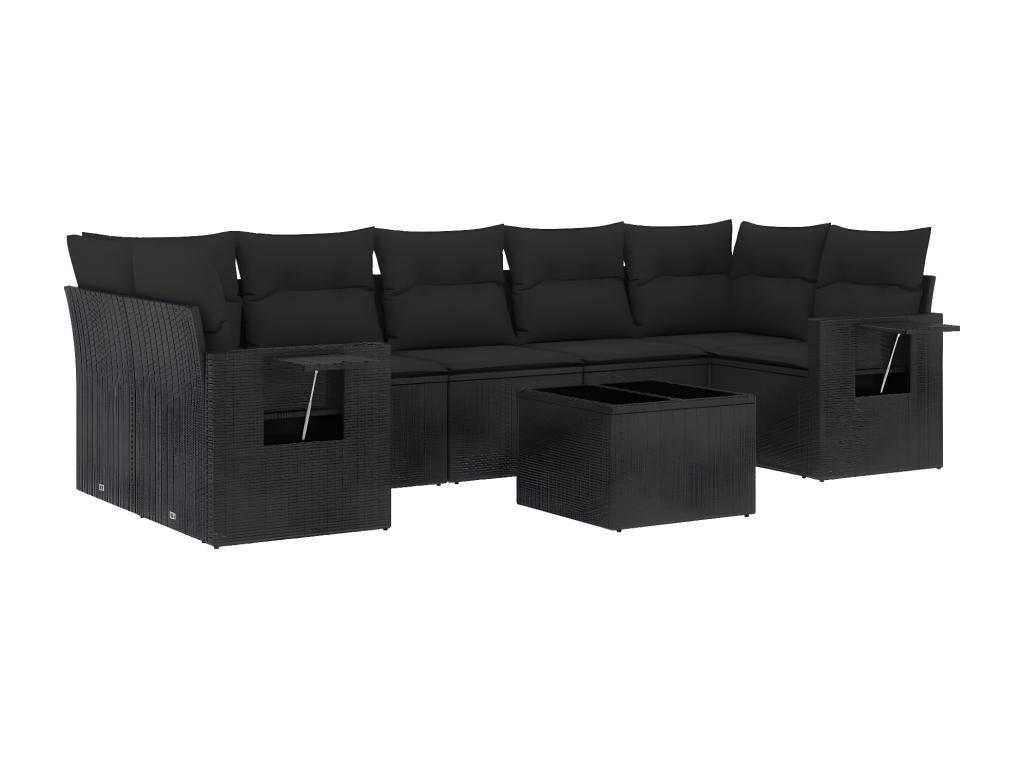 Set di mobili da esterno in vimini intrecciato in resina nera - dlz1766570806776