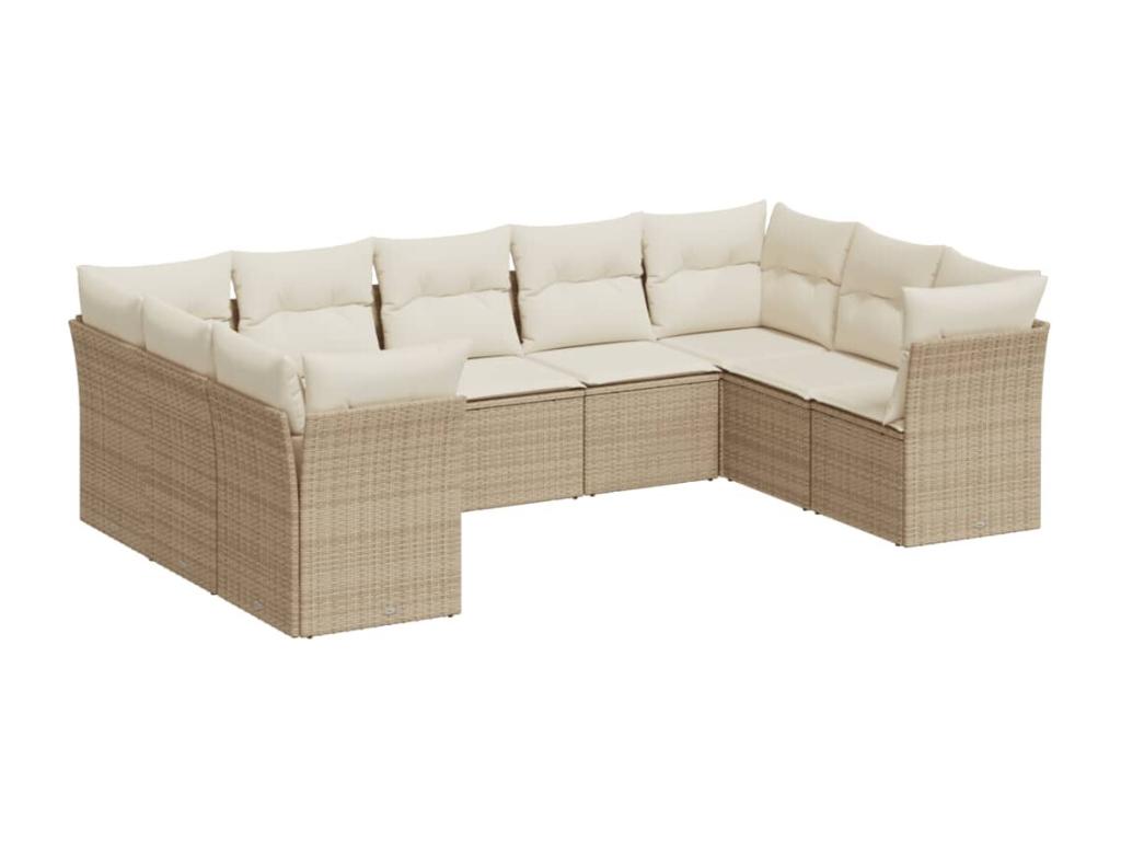 Set di mobili da esterno in vimini intrecciato in resina beige - dlz1766570740484