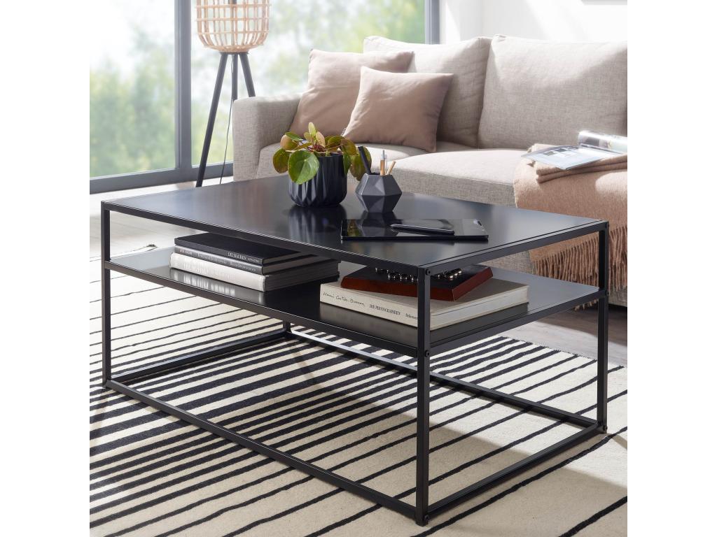 Divano in metallo nero, 100 x 60 x 45 cm