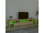 Mobile TV in legno di rovere marrone, 215 x 36,5 x 40 cm