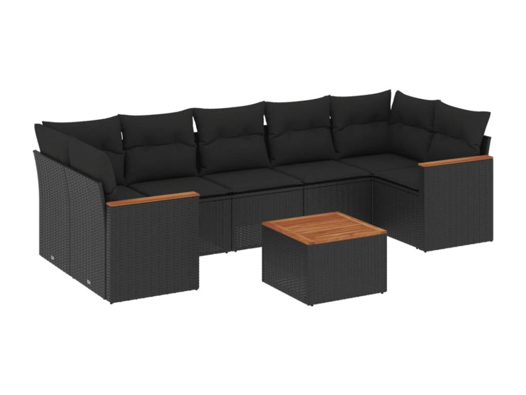 Set di mobili da esterno in vimini intrecciato in resina nera - dlz1766570699411