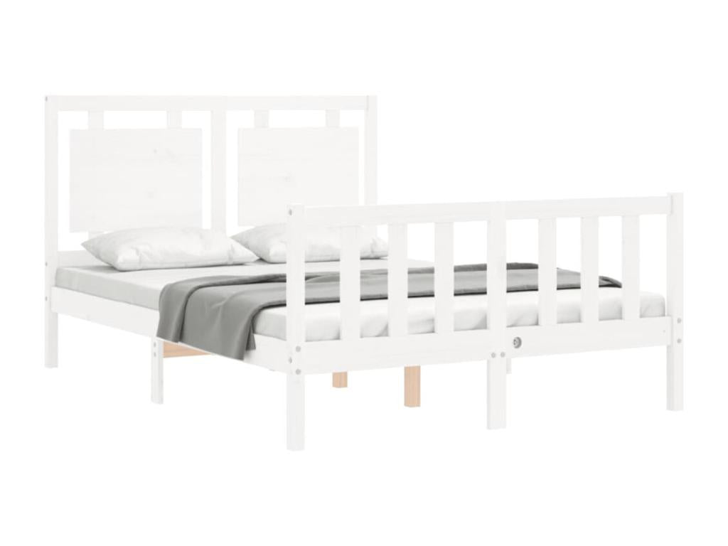Struttura letto in legno massello bianco, 140 x 190 cm