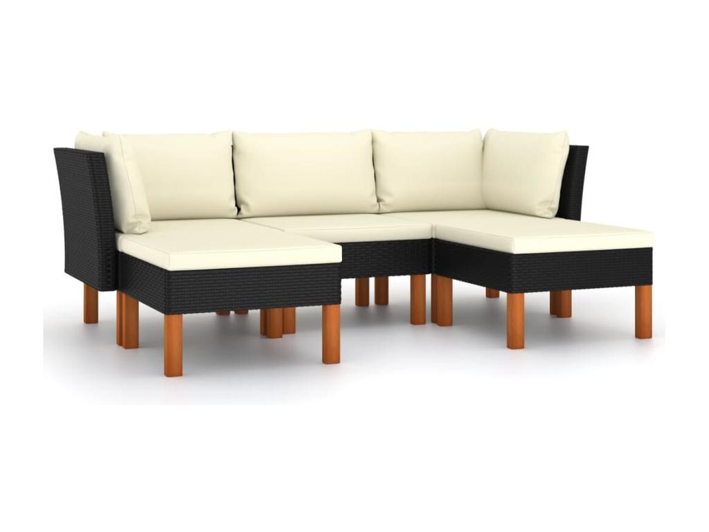 Set di mobili da esterno in vimini intrecciato in resina nera - dlz1766570293095