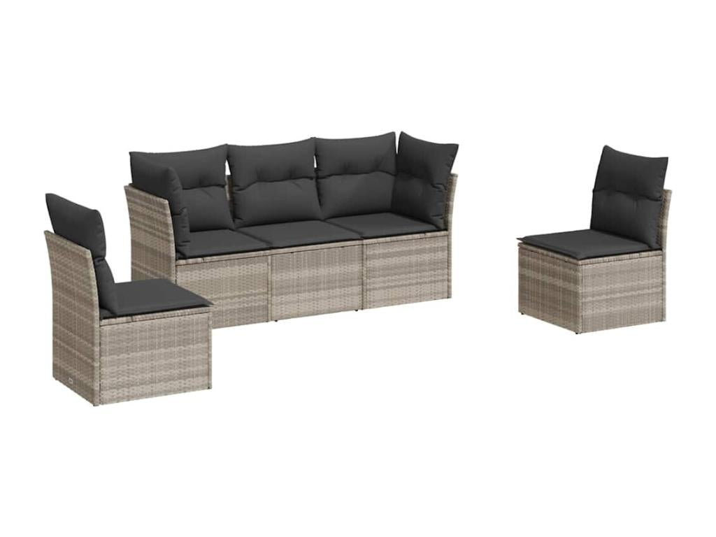 Set di mobili da esterno in vimini intrecciato in resina grigia - dlz1766570881414