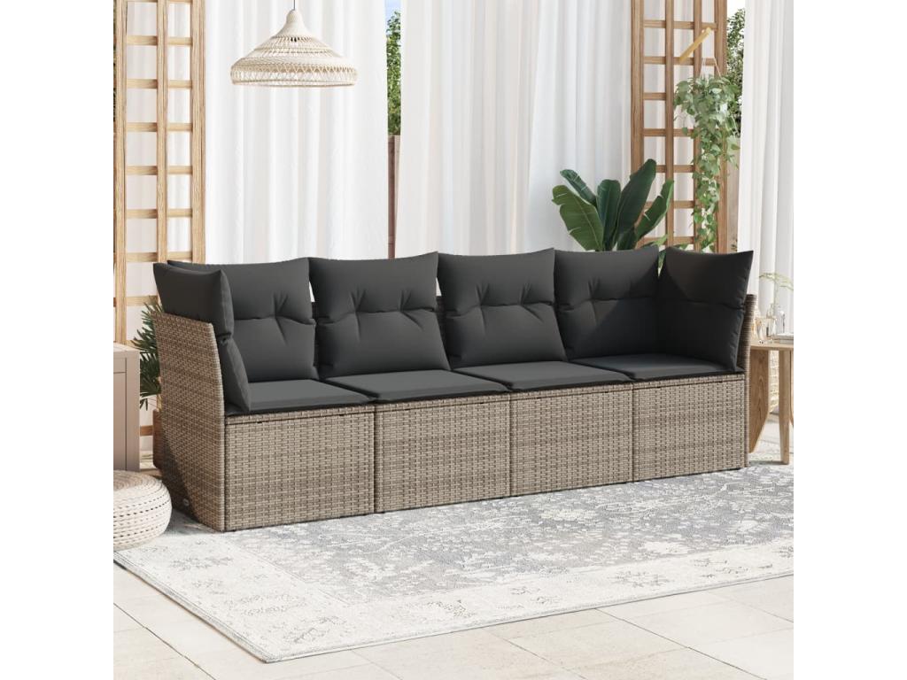 Set di mobili da esterno in vimini intrecciato in resina grigia - dlz1766570897700