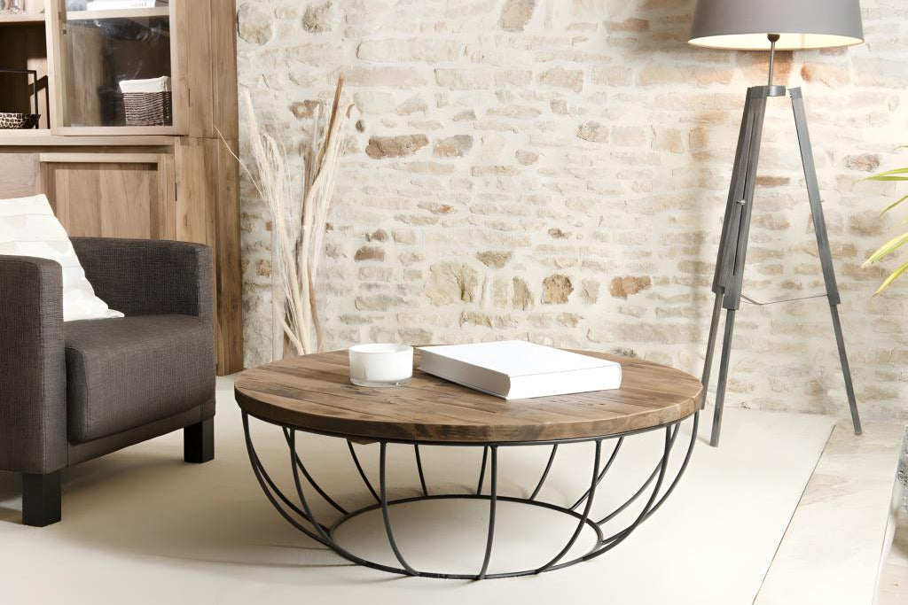 Tavolino da caffè in metallo marrone, 100 x 100 cm