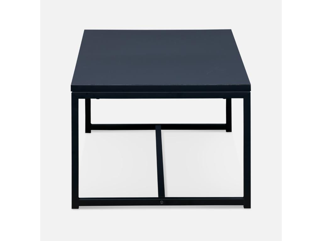 Tavolino da caffè in metallo nero, 100 x 50 x 36 cm
