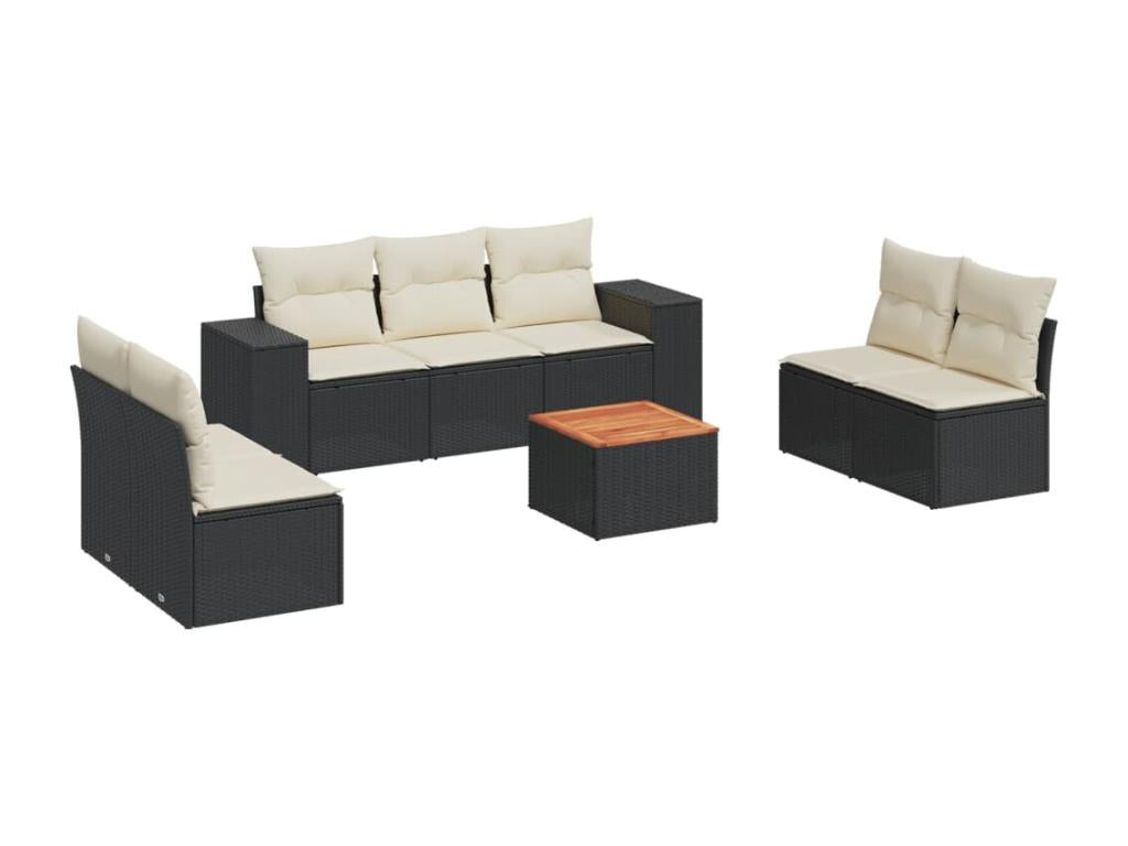 Set di mobili da esterno in vimini intrecciato in resina nera - dlz1766570294481