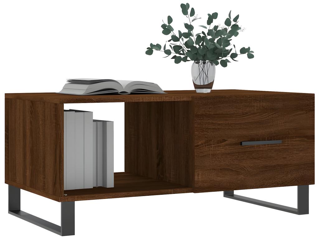 Tavolino da caffè in legno ingegnerizzato marrone, 90 x 50 x 40 cm - dlz1766570775933