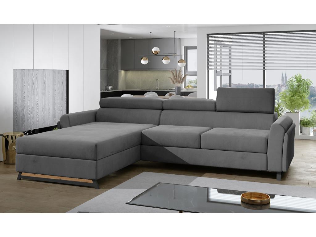 Divano letto in velluto grigio